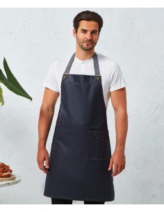 P-PR134-District Waxed Look Denim Bib Apron 2